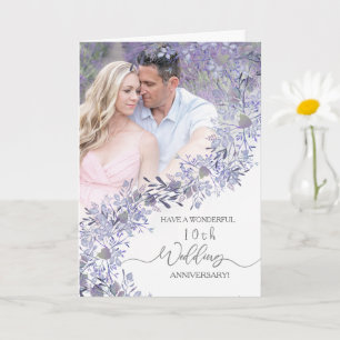 Elegante lavendel bloemige huwelijksverjaardag kaart