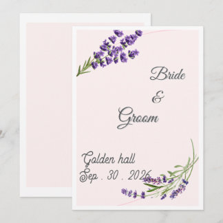 Elegante Lavendel Bloemige Trouw Uitnodiging