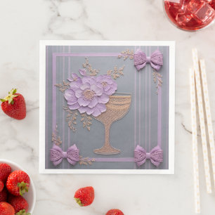 Elegante Lavendel Boeket Bruiloft Servet
