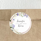 Elegante Lavendel Botanische Greenary Bruiloft Ronde Sticker