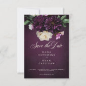 Elegante Lavendel & Bourgogne Floral Script Weddin Save The Date (Voorkant)