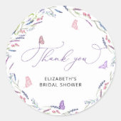 Elegante Lavendel Bruidsfeest Bedankt Ronde Sticker (Voorkant)