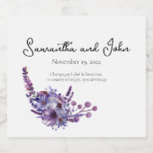 Elegante Lavendel Bruiloft Mousserende Wijnfles La Sparkling Wijnetiket (Enkel label)