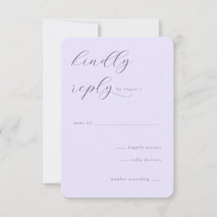 Elegante Lavendel Calligrafie RSVP Kaartje