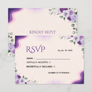 Elegante Lavendel en Paarse Bloemige RSVP Sjabloon