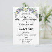 Elegante Lavendel Eucalyptus gele rozen bruiloft Kaart (Staand voorkant)