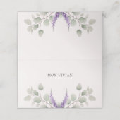 Elegante lavendel Eucalyptus laat naam na (Buitenkant ongevouwen)