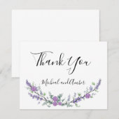 Elegante Lavendel Eucalyptus paarse rozen Bedankkaart (Voorkant / Achterkant)