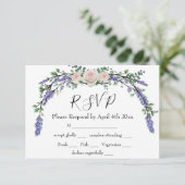 Elegante Lavendel Eucalyptus roze witte rozen rsvp (Staand voorkant)