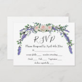 Elegante Lavendel Eucalyptus roze witte rozen rsvp (Voorkant / Achterkant)