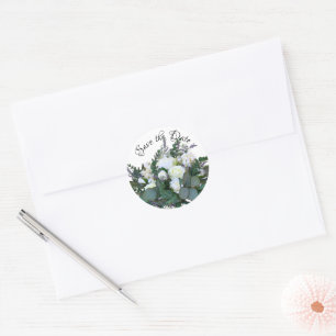 Elegante Lavendel Eucalyptus witte roos groen Ronde Sticker
