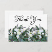 Elegante Lavendel Eucalyptus witte rozen groen Bedankkaart (Voorkant / Achterkant)