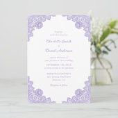 Elegante Lavendel Floral Lace Wedding Kaart (Staand voorkant)