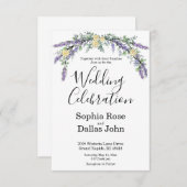 Elegante Lavendel Geel Rose Eucalyptus bruiloft Kaart (Voorkant / Achterkant)