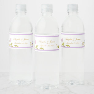 Elegante Lavendel Gouden Waterverf Bloem Bruiloft Waterfles Etiket