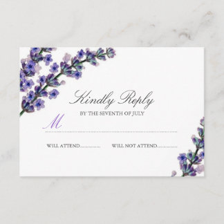 Elegante Lavendel Huwelijks RSVP Kaartje