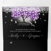 Elegante Lavendel Liefde Paarse Hart Blad Bruiloft Drieluik Uitnodiging (Binnenzijde eerst)