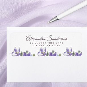 Elegante Lavendel Lila Bloemen Retouradres Etiket