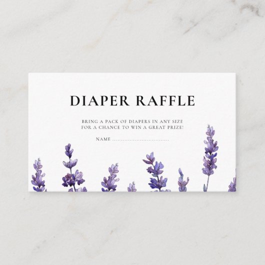 Elegante lavendel luier Raffle Kaart (Voorkant)