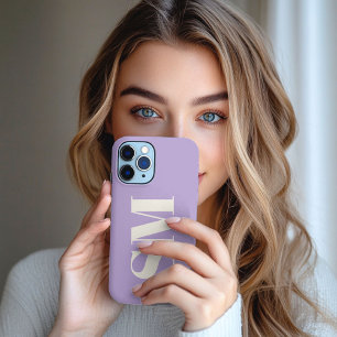 Elegante Lavendel Monogram initiaal iPhone 13 Pro Max Hoesje
