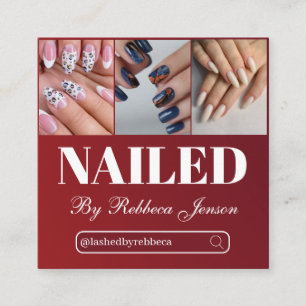 Elegante Lavendel Nail Artiest Fotocollage QR Code Vierkante Visitekaartje