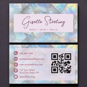 Elegante Lavendel Opal QR Code Professioneel Visitekaartje