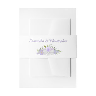 Elegante Lavendel Paarse Boho Chic Bloemen Bruilof Uitnodigingen Wikkel