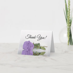 Elegante lavendel paarse roos Huwelijksfoto binnen Bedankkaart