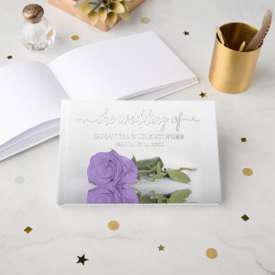 Elegante Lavendel Paarse Roos Kleine bruiloft Foli Gastenboek