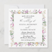 Elegante Lavendel Paarse Wildflower Bruiloft Kaart (Voorkant)