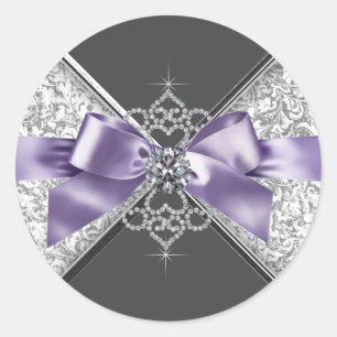 Elegante Lavendel Paarse Witte Diamanten Sticker
