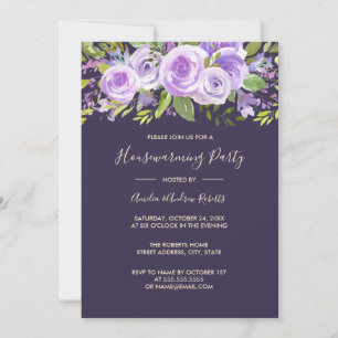 Elegante Lavendel Roos Bloemen Housewarming Kaart