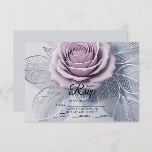 Elegante Lavendel Roos bruiloft RSVP Kaarten (Voorkant / Achterkant)