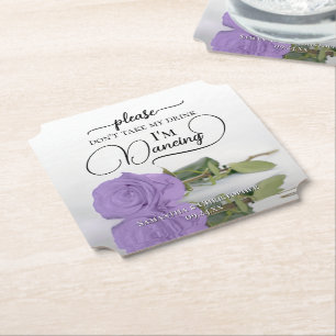 Elegante Lavendel Roos Haal M'n Drank Niet Trouwju Kartonnen Onderzetters