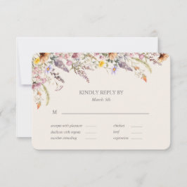 Elegante lavendel-, roze- en crèmekleurige wilde b RSVP kaartje