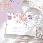 Elegante lavendel roze grillige Wildflower bruilof Save The Date