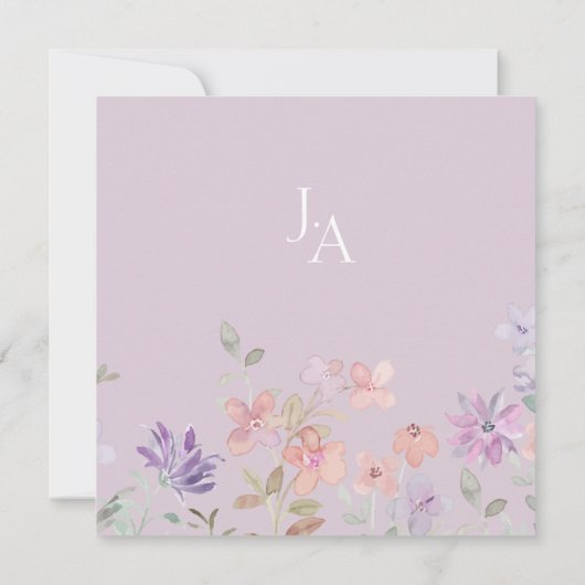 Elegante Lavendel Roze Whimsical Wilde Bloemen Bru Save The Date (Achterkant)