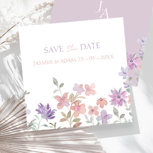 Elegante Lavendel Roze Wilde Bloem Bruiloft Save The Date