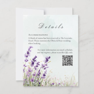 Elegante Lavendel & Saliegroen Huwelijksdetails Ka Notitiekaartje