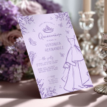 Elegante Lavendel Scribble Quinceanera Uitnodiging