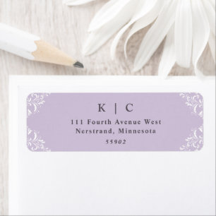 Elegante Lavendel Sering Wedding Retouradres Etiket