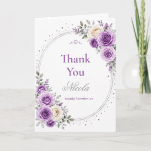 Elegante Lavendel Sweet 16 Bedankkaart