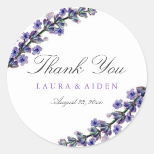 Elegante Lavendel Trouwstickers Ronde Sticker