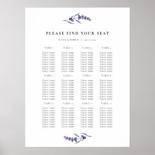 Elegante Lavendel Trouwtafel Stoelenindeling Poster