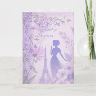 Elegante Lavendel Waterverf Dames Verjaardagskaart Bedankkaart