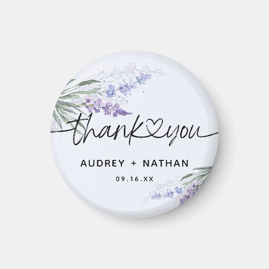 Elegante Lavendel Waterverf Dank u Bruiloft Magneet (Voorkant)