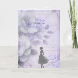 Elegante Lavendel Waterverf Lady Verjaardag Kaart