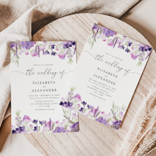 Elegante lavendel wilde bloem bruiloft kaart
