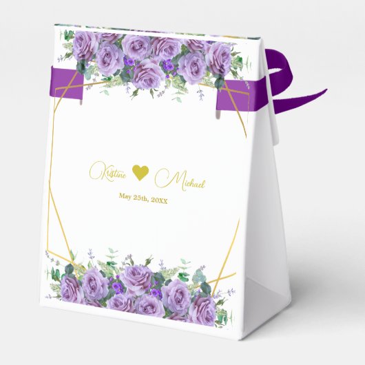 Elegante Lavendel Wildflower Custom Bedankdoosjes (Achterkant)