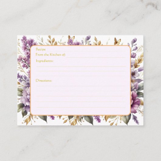 Elegante Lavendel Wildflower Custom Informatiekaartje (Achterkant)